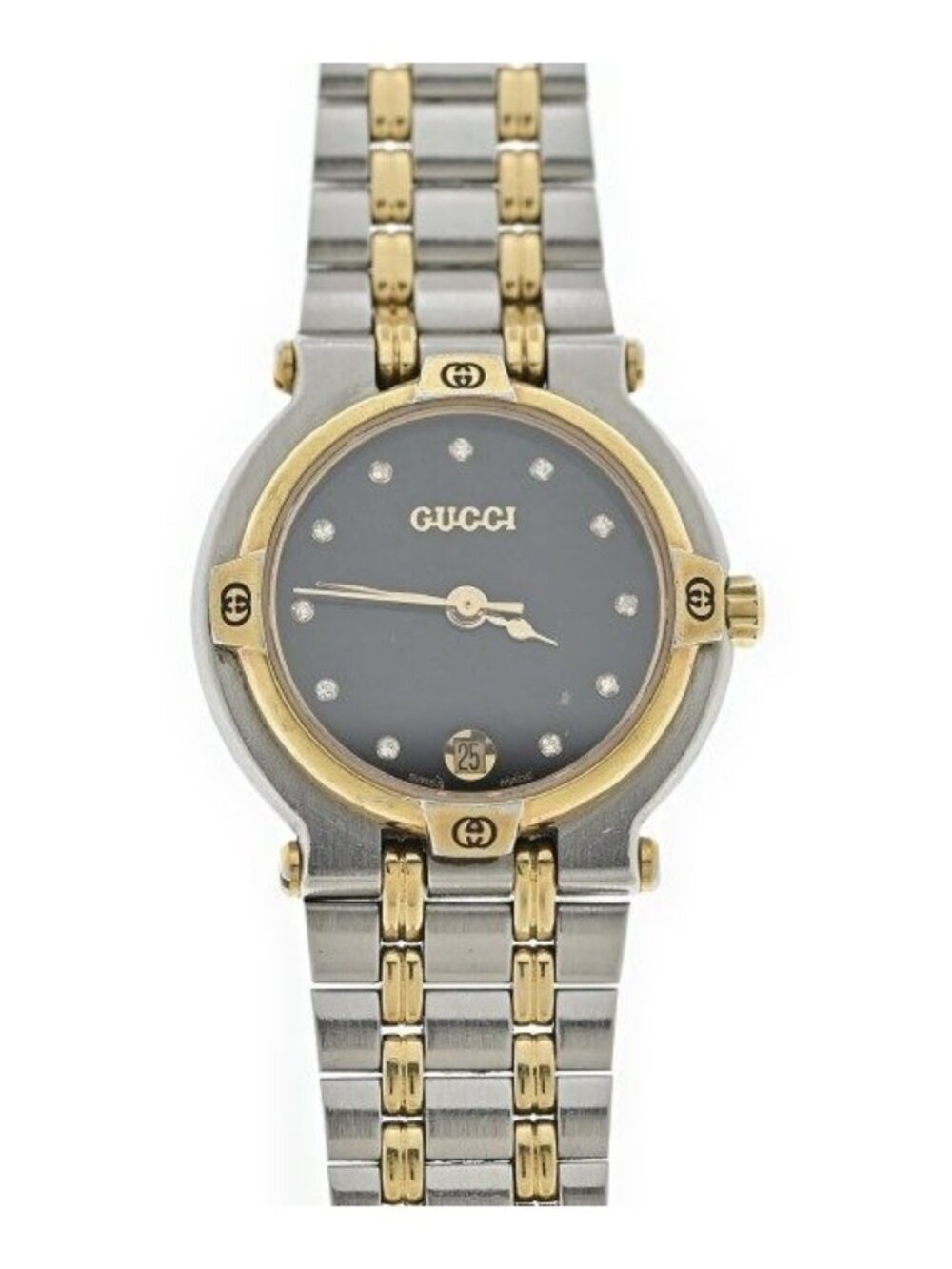 Gucci Watch SS Diamond Quartz Date